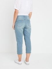 M&Co Blue Petite Boyfriend Crop Light Wash Jeans - Image 4 of 6