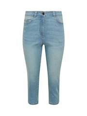 M&Co Blue Petite Boyfriend Crop Light Wash Jeans - Image 6 of 6