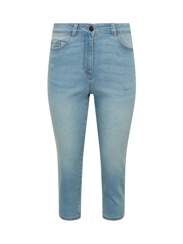 M&Co Blue Petite Boyfriend Crop Light Wash Jeans - Image 6 of 6