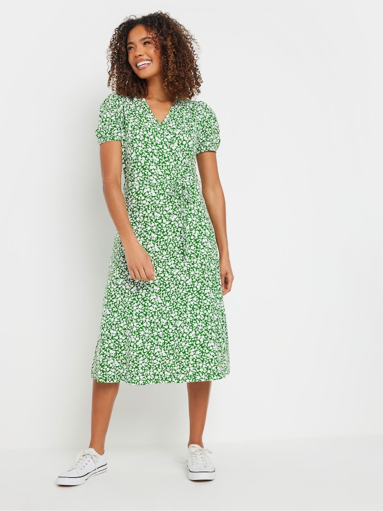 M&Co Green Jersey Wrap Dress - Image 2 of 5