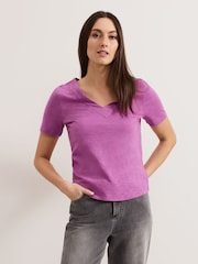 Phase Eight Purple Elspeth V-Neck 100% Cotton Top - Image 1 of 7