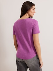 Phase Eight Purple Elspeth V-Neck 100% Cotton Top - Image 2 of 7