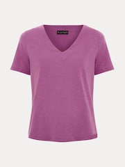 Phase Eight Purple Elspeth V-Neck 100% Cotton Top - Image 7 of 7