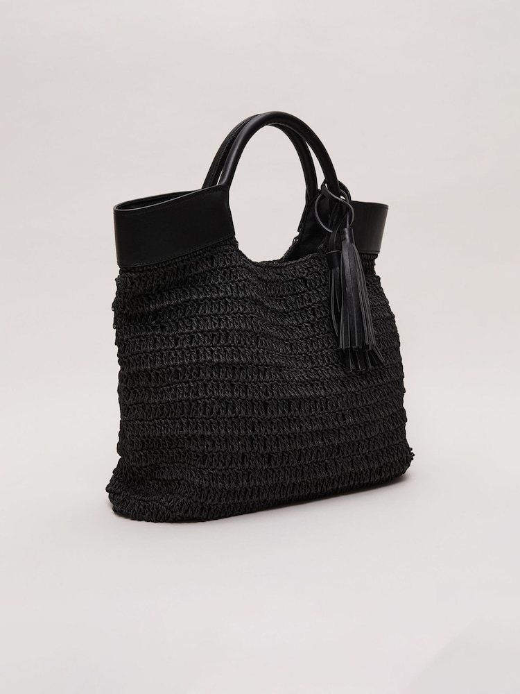Phase Eight Black Straw Shopper Bag - Image 2 of 7