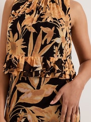 Phase Eight Black/Brown Petite Alma Printed Dress - Image 5 of 6
