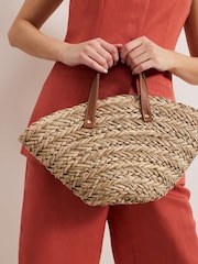 Phase Eight Natural Mini Straw Tote Bag - Image 6 of 7