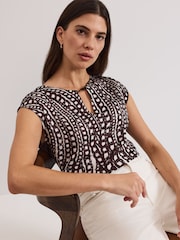 Phase Eight Brown Livie Print Top - Image 4 of 7