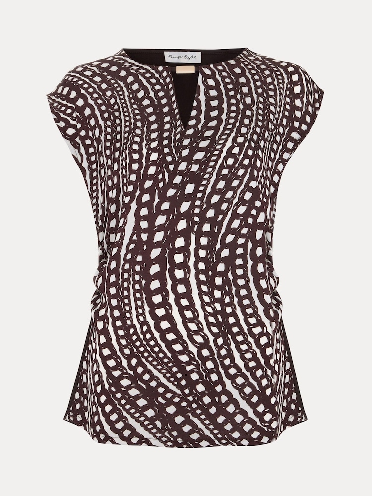 Phase Eight Brown Livie Print Top - Image 7 of 7