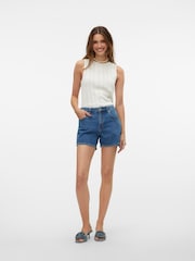 VERO MODA Blue Mid Rise Denim Shorts - Image 2 of 5