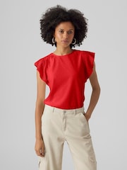 VERO MODA Red Broderie Short Sleeve T-Shirt - Image 3 of 6