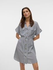 VERO MODA Blue Short Sleeve Shirt Dress - Image 3 of 4
