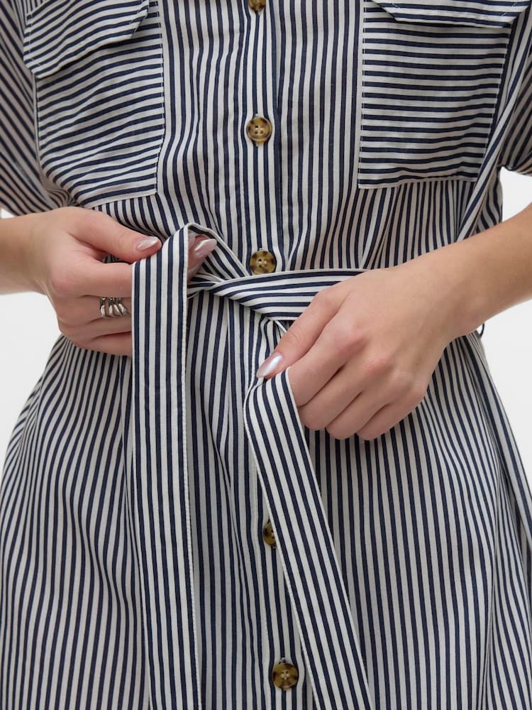 VERO MODA Blue Short Sleeve Shirt Dress - Image 4 of 4