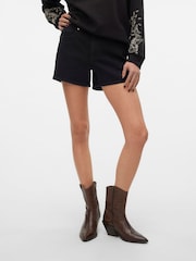 VERO MODA Black Mid Rise Denim Shorts - Image 1 of 7