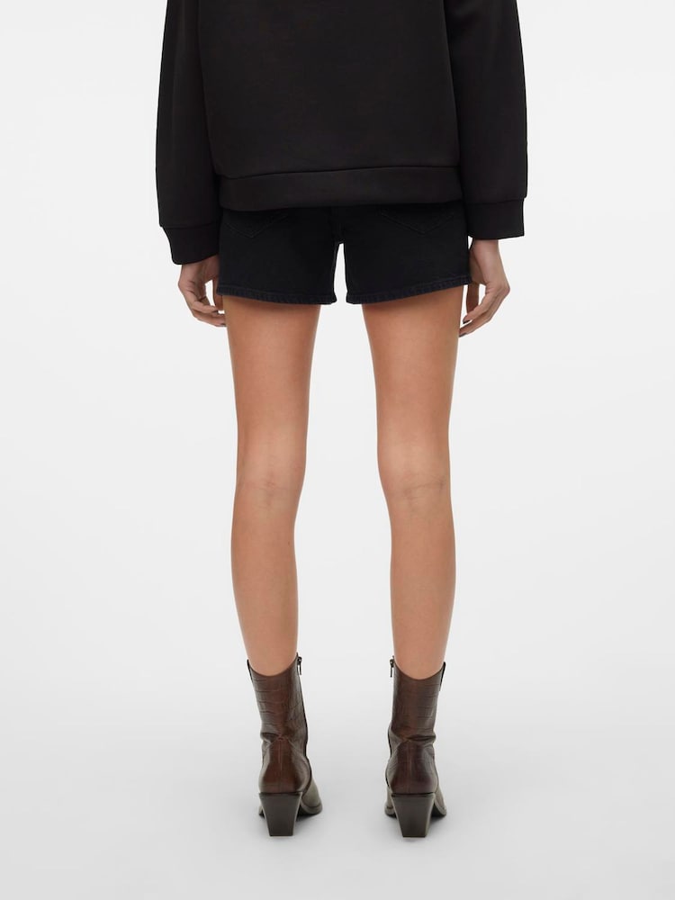 VERO MODA Black Mid Rise Denim Shorts - Image 2 of 7