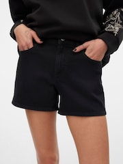 VERO MODA Black Mid Rise Denim Shorts - Image 4 of 7