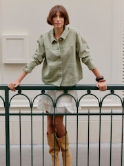 VERO MODA Green Denim Shacket - Image 1 of 7