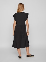 VILA Black Short Sleeve Jersey Tiered Midi Dress - Image 2 of 5