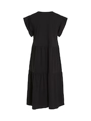 VILA Black Short Sleeve Jersey Tiered Midi Dress - Image 5 of 5