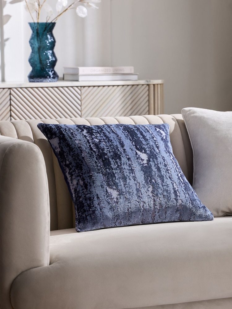 Navy 43 x 43cm Fem Chic Velvet Abstract Cushion - Image 1 of 5