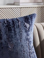 Navy 43 x 43cm Fem Chic Velvet Abstract Cushion - Image 2 of 5