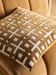 Gold/Natural Velvet Geometric Cushion - Image 2 of 6