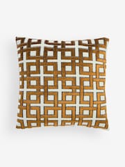 Gold/Natural Velvet Geometric Cushion - Image 4 of 6
