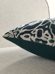 Blue 50 x 50cm Velvet Abstract Floral Cushion - Image 2 of 5