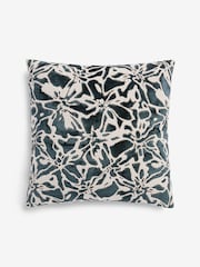 Blue 50 x 50cm Velvet Abstract Floral Cushion - Image 3 of 5