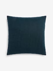 Blue 50 x 50cm Velvet Abstract Floral Cushion - Image 4 of 5