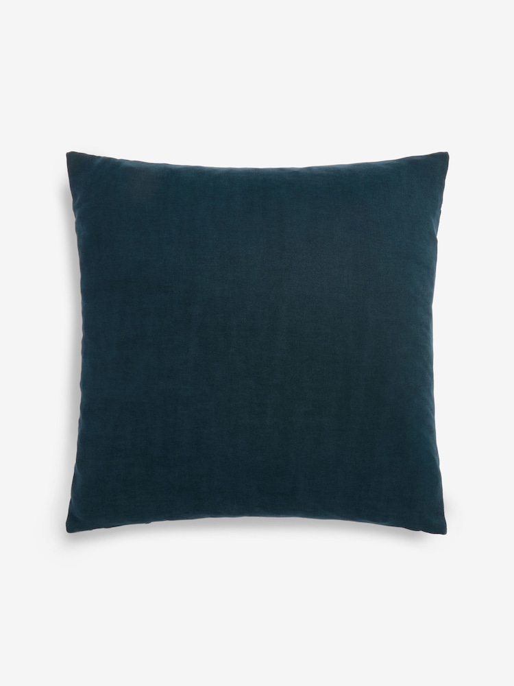 Blue 50 x 50cm Velvet Abstract Floral Cushion - Image 4 of 5