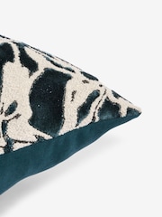 Blue 50 x 50cm Velvet Abstract Floral Cushion - Image 5 of 5