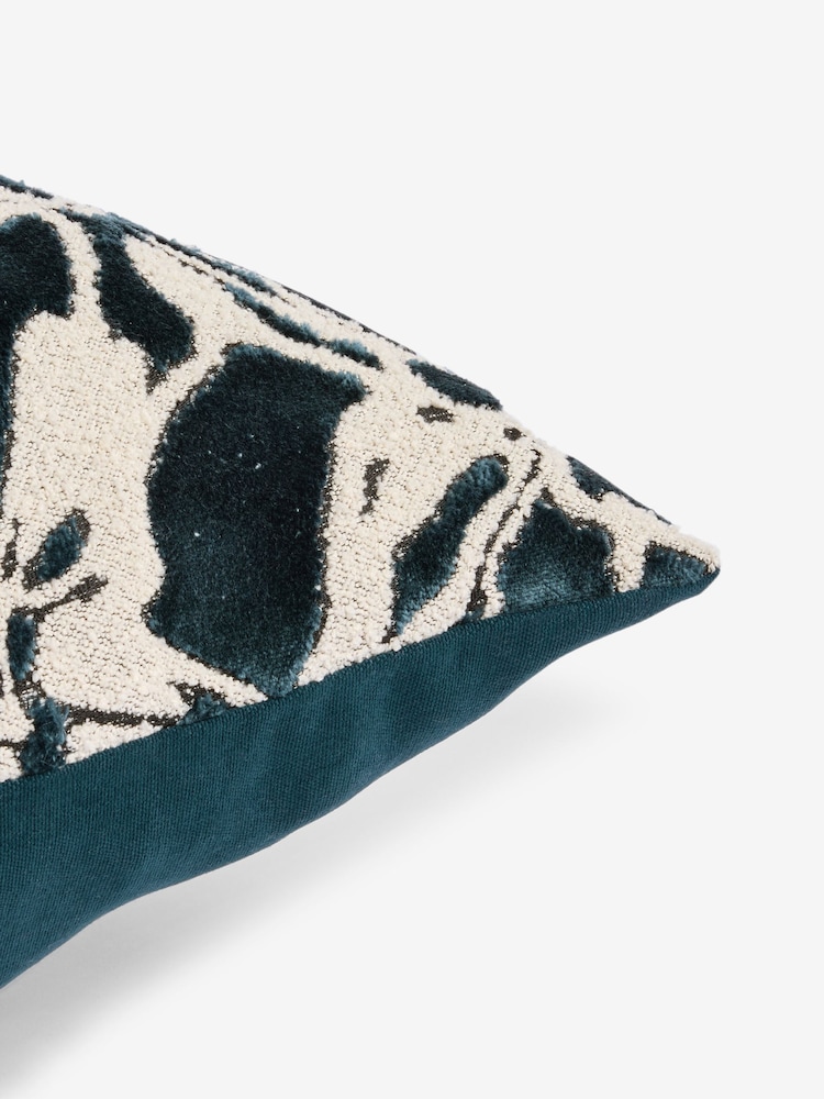 Blue 50 x 50cm Velvet Abstract Floral Cushion - Image 5 of 5