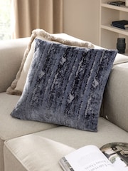 Navy 59 x 59cm Fem Chic Velvet Abstract Cushion - Image 1 of 5