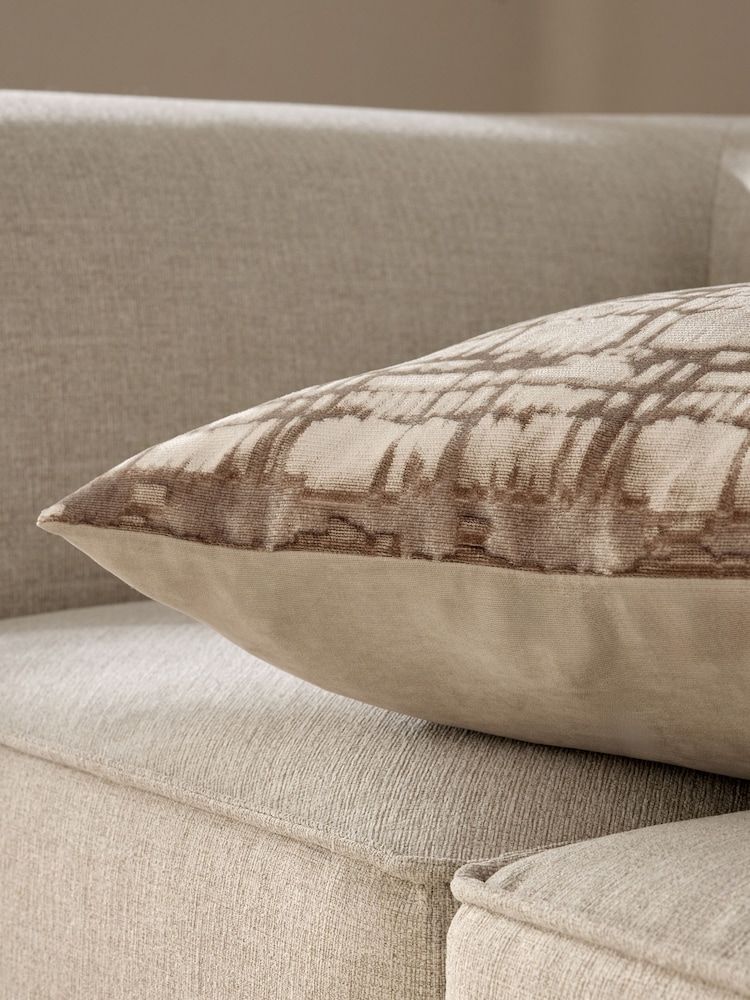 Dark Natural 59 x 59cm Velvet Abstract Lustre Cushion - Image 2 of 5