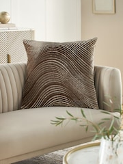 Mocha Brown 59 x 59cm Velvet Curve Cushion - Image 1 of 5