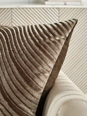 Mocha Brown 59 x 59cm Velvet Curve Cushion - Image 2 of 5