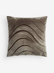 Mocha Brown 59 x 59cm Velvet Curve Cushion - Image 3 of 5