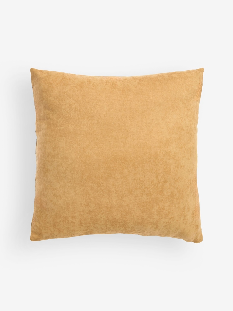 Ochre Yellow 50 x 50cm Velvet Abstract Floral Cushion - Image 4 of 5