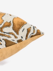 Ochre Yellow 50 x 50cm Velvet Abstract Floral Cushion - Image 5 of 5