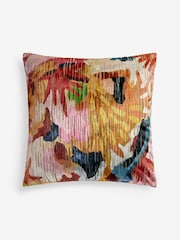 Multi Bright Cut Velvet Abstract Floral Cushion - Image 3 of 5