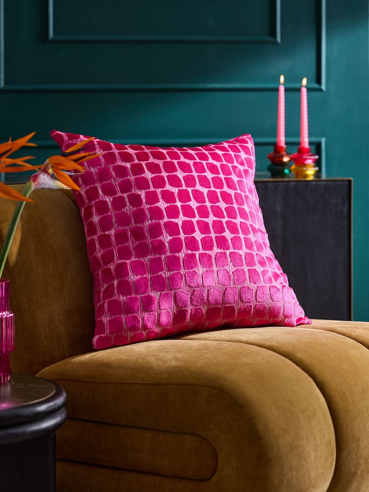 Fuchsia Pink 50 x 50cm Velvet Spot Cushion - Image 1 of 2