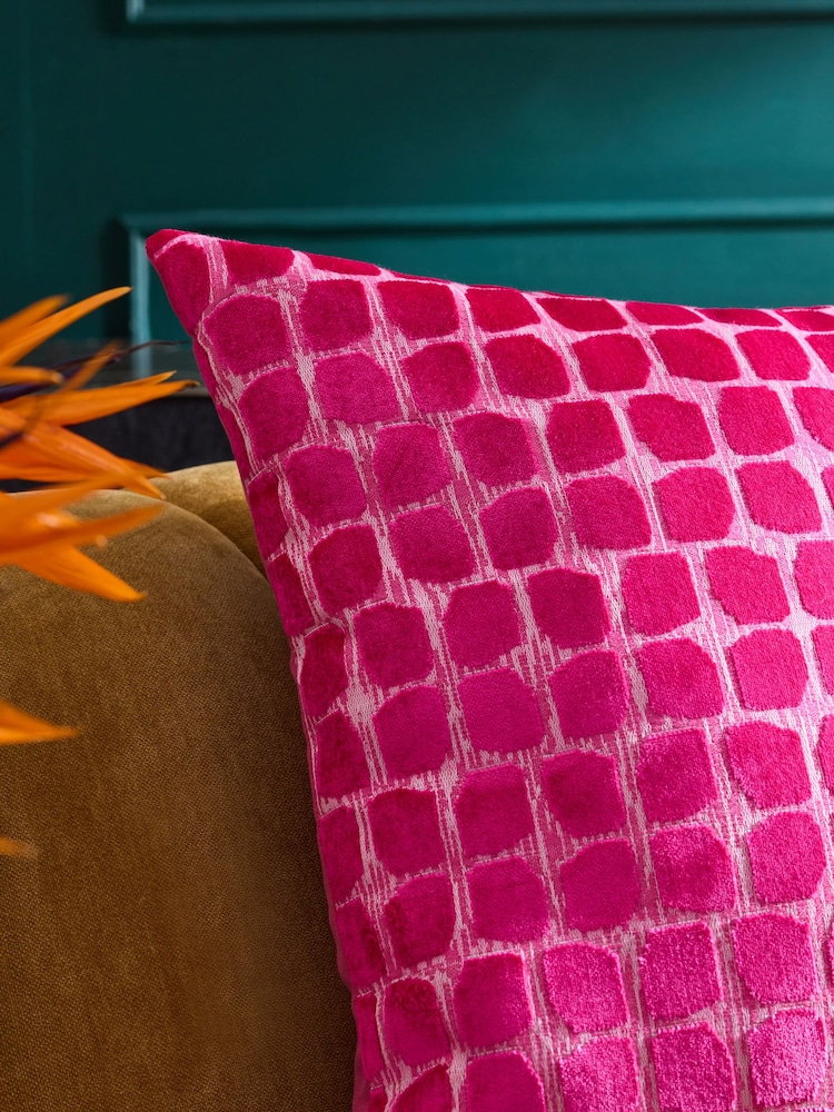 Fuchsia Pink 50 x 50cm Velvet Spot Cushion - Image 2 of 2