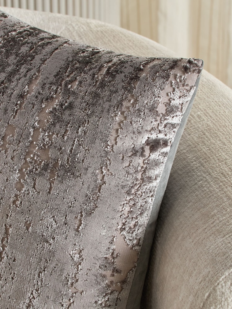 Charcoal Grey 43 x 43cm Fem Chic Velvet Abstract Cushion - Image 2 of 5