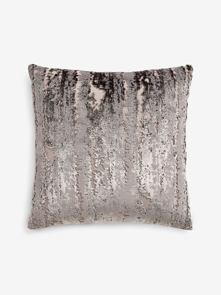 Charcoal Grey 43 x 43cm Fem Chic Velvet Abstract Cushion - Image 3 of 5