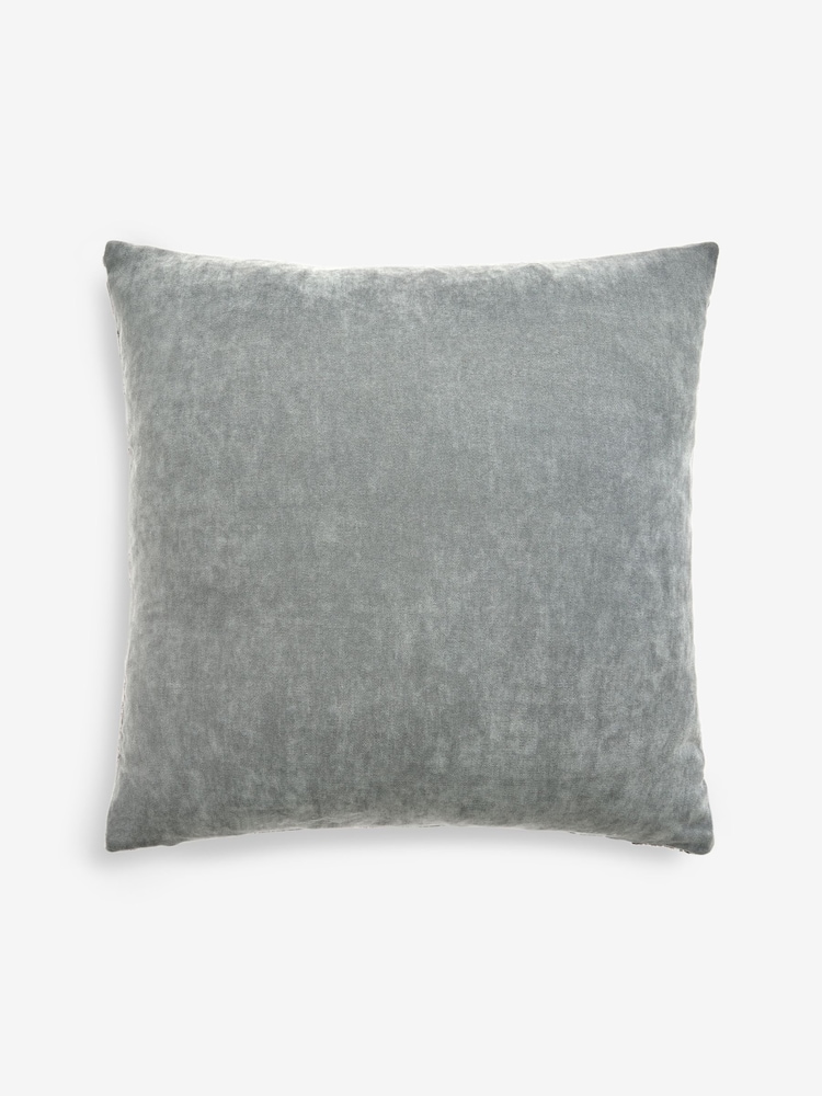 Charcoal Grey 43 x 43cm Fem Chic Velvet Abstract Cushion - Image 4 of 5