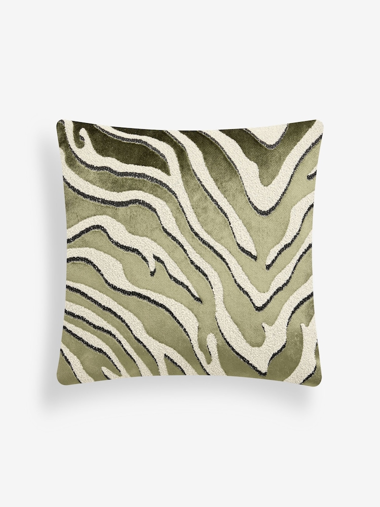Green Collection LuxeVelvet Animal Print 50 x 50cm Cushion - Image 3 of 5