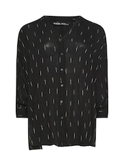 Yours Curve Black Stand Collar Beach Shirt - Image 6 of 6