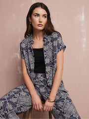 Long Tall Sally Blue Tile Button Shirt - Image 1 of 5
