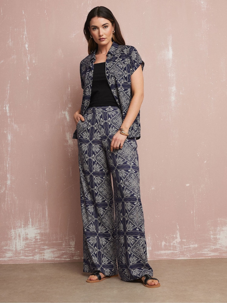 Long Tall Sally Blue Tile Button Shirt - Image 2 of 5