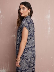 Long Tall Sally Blue Tile Button Shirt - Image 3 of 5